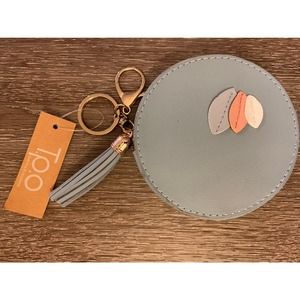 Wedgewood Blue Round Coin Purse Case Key Ring NEW